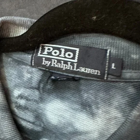 Polo Ralph Lauren Size Large Cotton Shirt Short Sleeve Tie Dye Blue Black Dyed